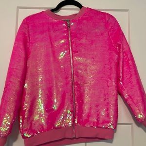 Jojo's Closet pink sequin zip up jacket 14/16